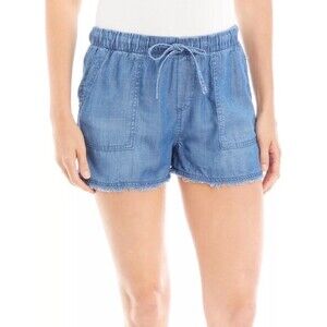 For The Republic Pull-On Shorts Womens Size L Blue Denim Frayed